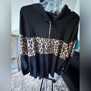 Leopard Print Black Hoodie Jacket
